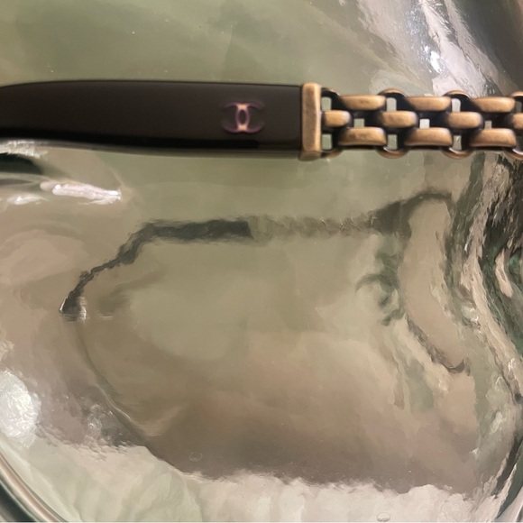 CHANEL Women's Glasses with Black Frame and Gold Detailing - Picture 3 of 5